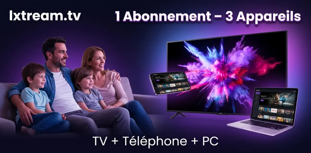 Abonnement IPTV lxtream.tv – 1 abonnement 3 appareils simultanés TV Téléphone PC