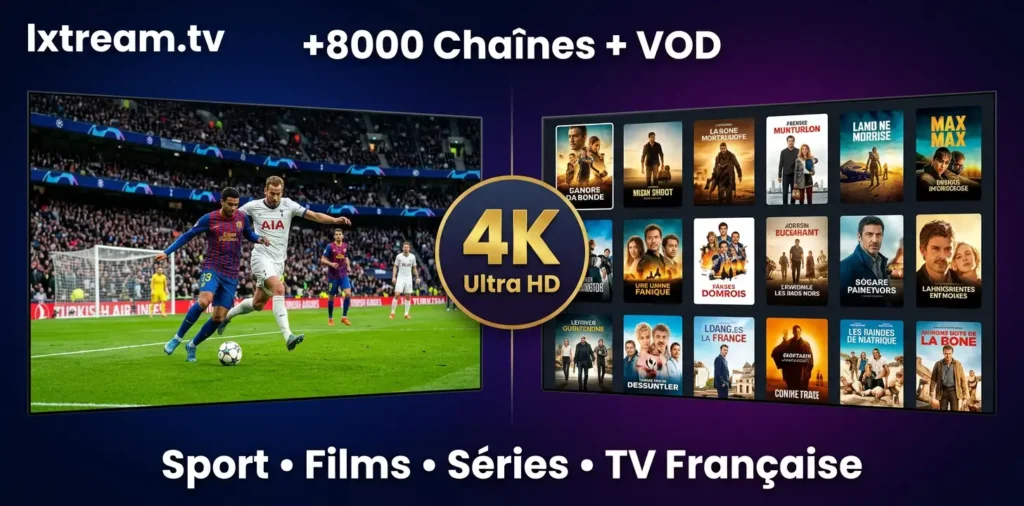 Lxtream IPTV – +8000 chaînes 4K Ultra HD, sport en direct et VOD films séries