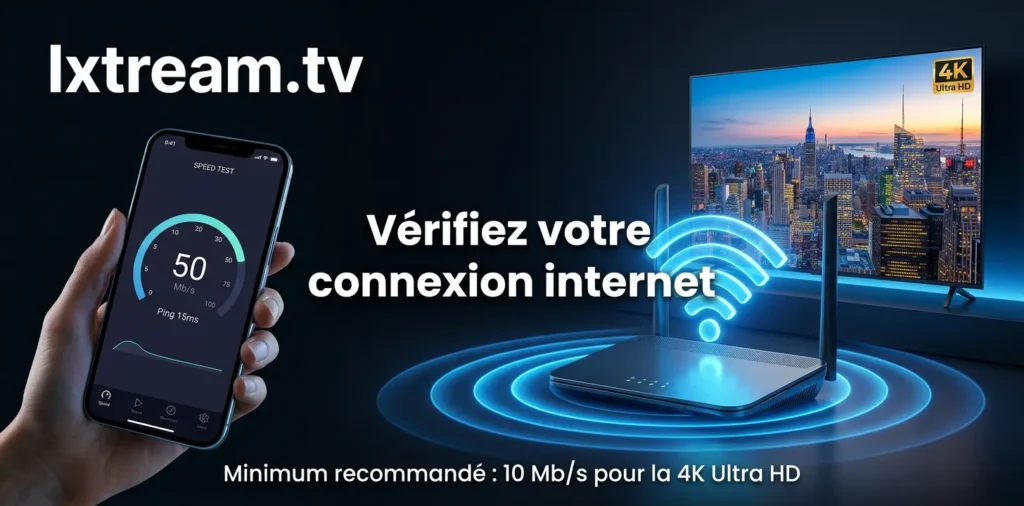 Lxtream IPTV connexion internet – vitesse minimale recommandée 10 Mb/s pour la 4K Ultra HD