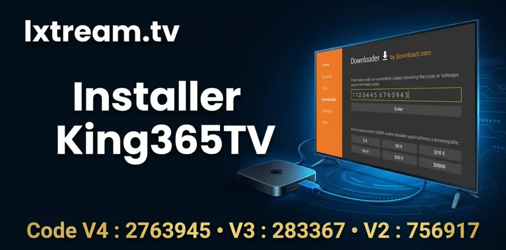 Comment installer King365TV avec Downloader – codes officiels V2 V3 V4