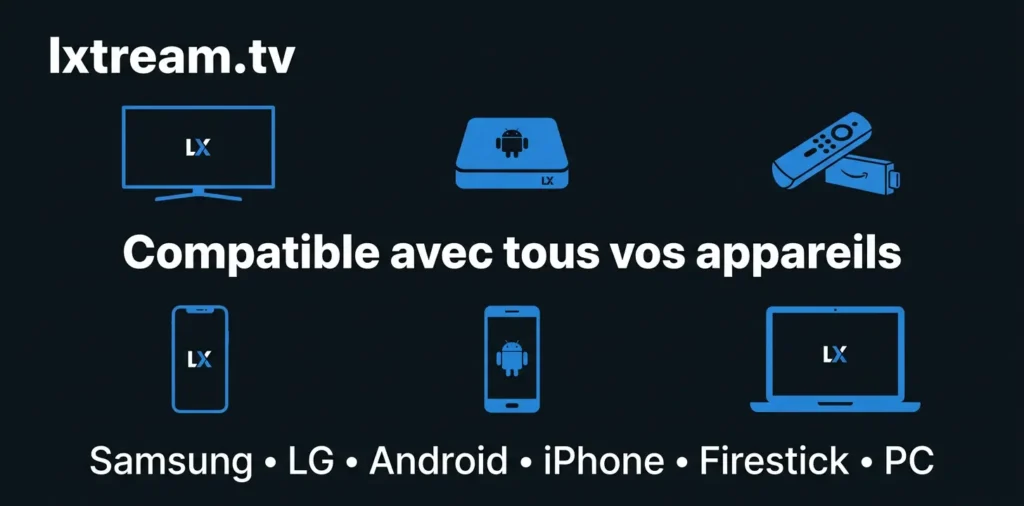 Lxtream Player compatible Smart TV Samsung LG, Android, iPhone, Firestick et PC